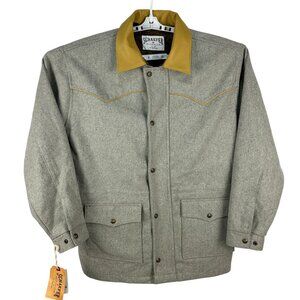 Schaefer Outfitter Big Country Rancher Jacket LG Wool Blend Gray Leather Collar